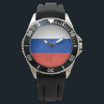 Reloj De Pulsera Bandera rusa (Rusia)<br><div class="desc">Este diseño presenta la bandera nacional de Rusia (también conocida como la Federación Rusa), que es un país transcontinental que abarca Europa del Este y el Norte de Asia. Rusia es el país más grande del mundo y el más poblado de Europa. Rusia está integrada por más de una octava...</div>