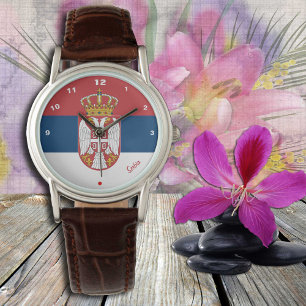 Reloj De Pulsera Bandera serbia y fútbol de moda y deportes de Serb