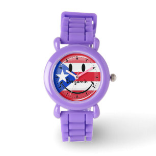 Reloj De Pulsera Bandera sonriente de Puerto Rico
