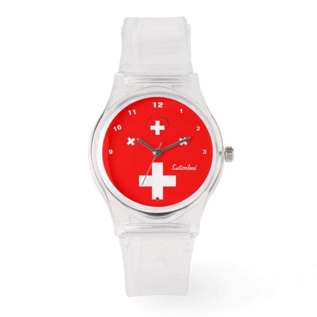 Reloj De Pulsera Bandera suiza y patriota de moda/deportes de Suiza (Anverso)