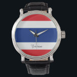 Reloj De Pulsera Bandera tailandesa<br><div class="desc">Bandera tailandesa tailandesa Thai La bandera del Reino de Tailandia muestra cinco franjas horizontales en los colores rojo,  blanco,  azul,  blanco y rojo,  con una franja azul central que es el doble de ancha que las otras cuatro. tailandia #thai #kKingdom #bandera</div>