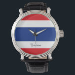 Reloj De Pulsera Bandera tailandesa<br><div class="desc">Bandera tailandesa tailandesa Thai La bandera del Reino de Tailandia muestra cinco franjas horizontales en los colores rojo,  blanco,  azul,  blanco y rojo,  con una franja azul central que es el doble de ancha que las otras cuatro. tailandia #thai #kKingdom #bandera</div>