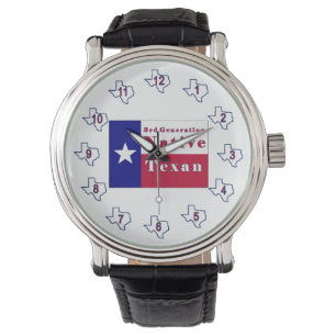 Reloj De Pulsera Bandera texana nativa de tercera generación