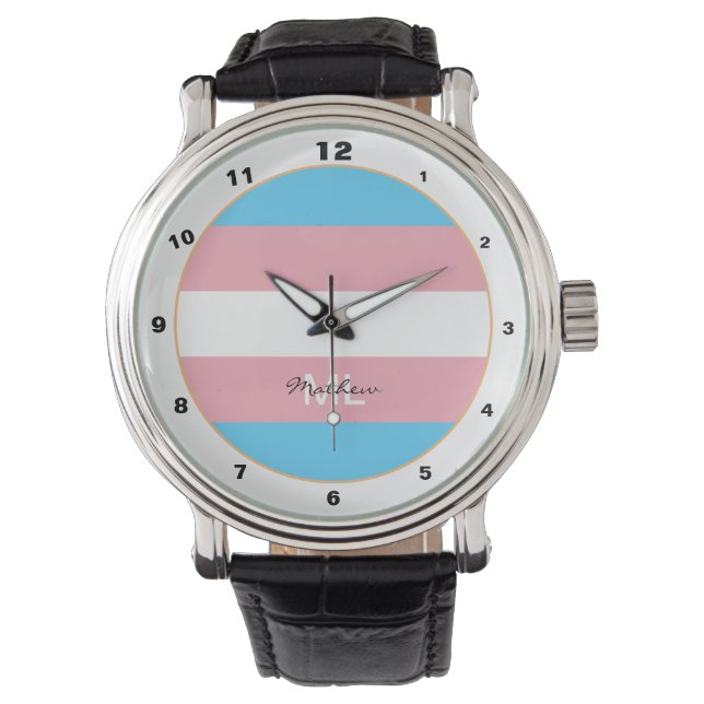 Reloj De Pulsera Bandera transgénero y comunidad del Orgullo / mono (Anverso)