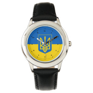 Reloj De Pulsera Bandera ucraniana con escudo de armas