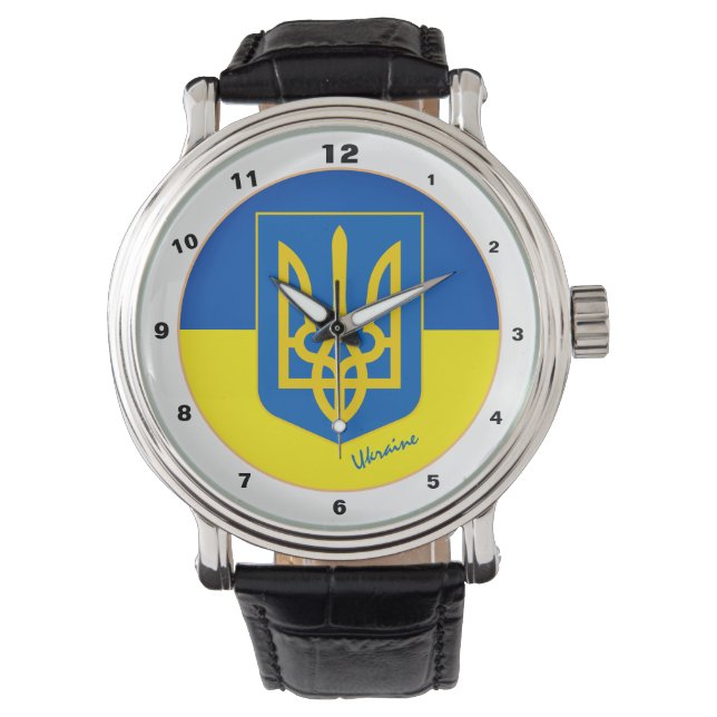 Reloj De Pulsera Bandera ucraniana, moda en Ucrania / tryzub (Anverso)