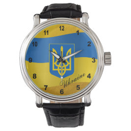 Reloj De Pulsera Bandera ucraniana y emblema de Ucrania, texto Watc