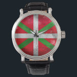 Reloj De Pulsera Bandera vasca de estilo angustiado: Ikurriña,<br><div class="desc">Bandera vasca de estilo angustiado,  conocida como "Ikurriña" en lengua vasca. SABEMOS SI NECESITAS ESTE DISEÑO EN UN PRODUCTO ESPECÍFICO NO DISPONIBLE EN NUESTRA TIENDA.</div>