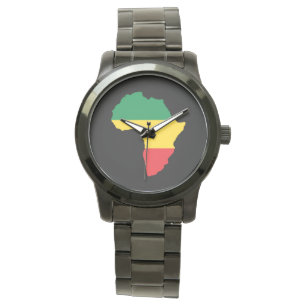 Reloj De Pulsera Bandera verde, dorada y roja de África