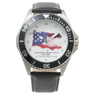 Reloj De Pulsera *~* Bandera Veteranos militares EEUU Rojo Azul Bla