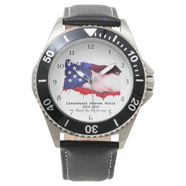 Reloj De Pulsera *~* Bandera Veteranos militares EEUU Rojo Azul Bla (Anverso)