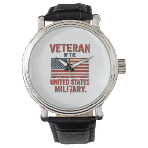 Reloj De Pulsera Bandera vintage veterano USA Diseño vectorial mili