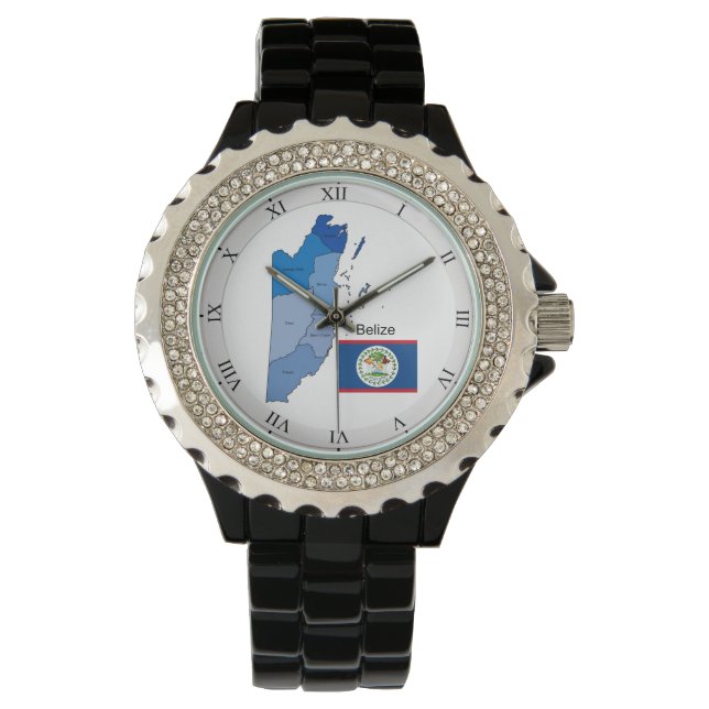 Reloj De Pulsera Bandera y mapa de Belice (Anverso)