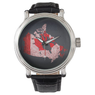 Reloj De Pulsera Bandera y mapa de Canadá