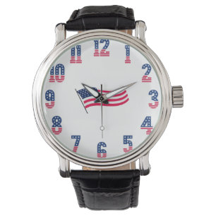 Reloj De Pulsera Bandera y números estadounidenses