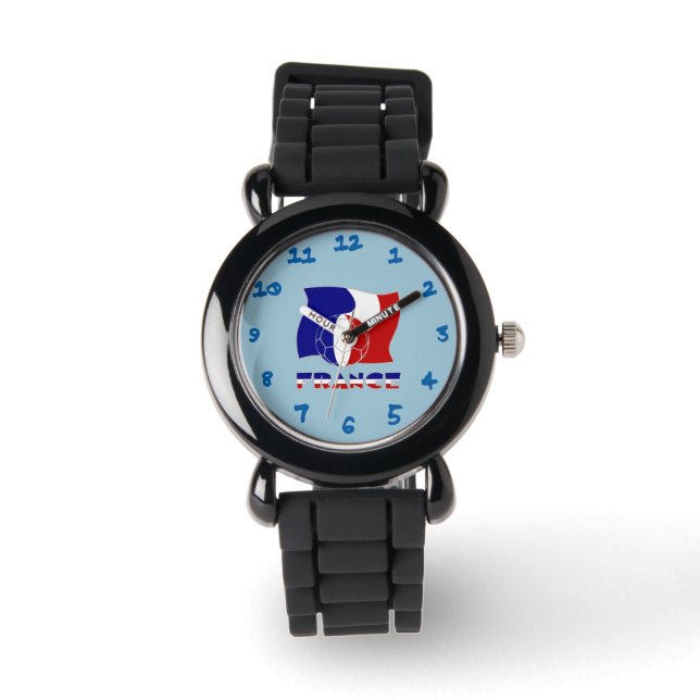 Reloj De Pulsera Bandera y pelota de fútbol de Francia (Anverso)
