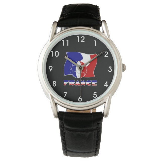 Reloj De Pulsera Bandera y pelota de fútbol de Francia (Anverso)