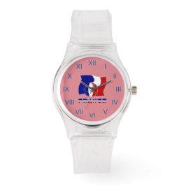 Reloj De Pulsera Bandera y pelota de fútbol de Francia