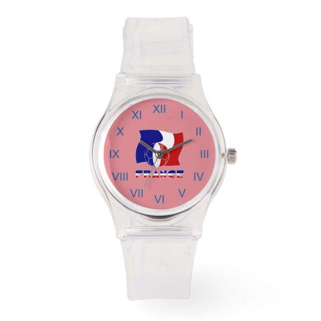 Reloj De Pulsera Bandera y pelota de fútbol de Francia (Anverso)