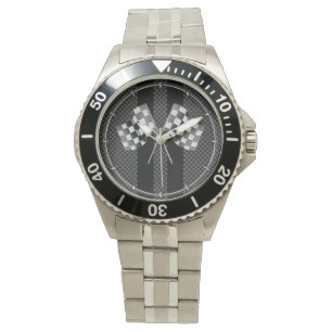 Reloj De Pulsera Banderas de las Carreras en estilo de la fibra de