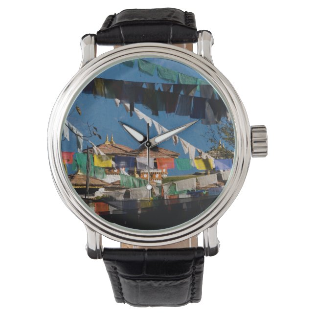 Reloj De Pulsera Banderas de oración y chortens (Anverso)