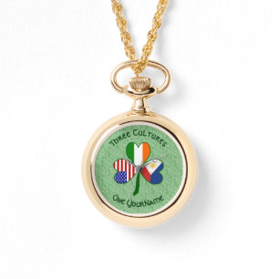 Reloj De Pulsera Banderas Filipinas Irlandesas Americanas Trébol de