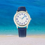 Reloj De Pulsera Banderas náuticas azules de navegación para marine<br><div class="desc">Muestra banderas náuticas de navegación para los números de la cara de reloj. Las banderas se utilizan para la comunicación en el agua. Para marineros,  barqueros y personas que adoran todo tipo de actividades náuticas. Guay. Hace un buen regalo.</div>