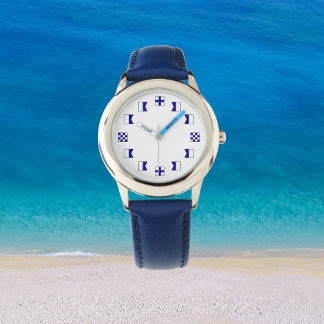 Reloj De Pulsera Banderas náuticas azules de navegación para marine