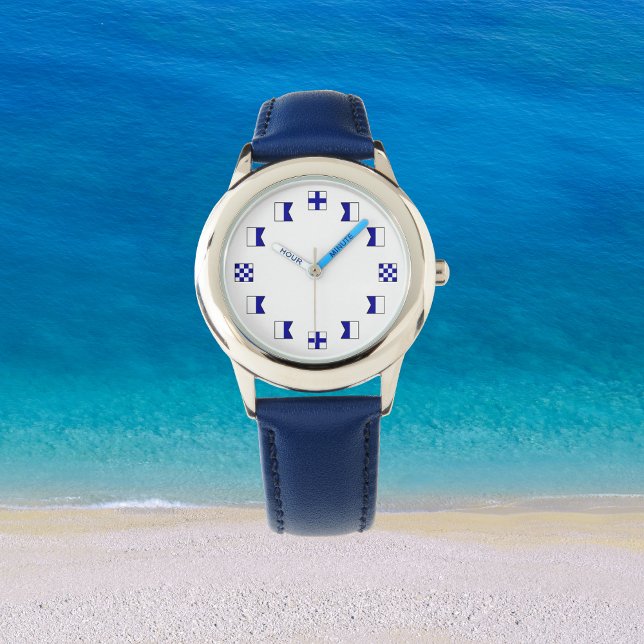 Reloj De Pulsera Banderas náuticas azules de navegación para marine (Subido por el creador)