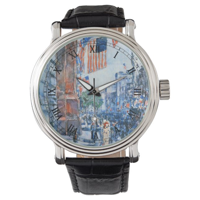 Reloj De Pulsera Banderas Quinta Avenida de Childe Hassam, Arte de  (Anverso)