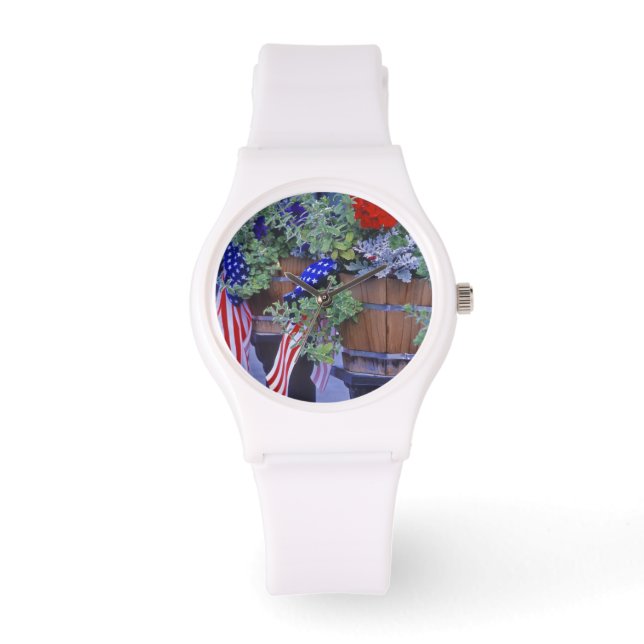 Reloj De Pulsera Banderas y flores de Philipsburg Montana (Anverso)