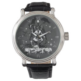 Reloj De Pulsera Baphomet gótico, gato y raven