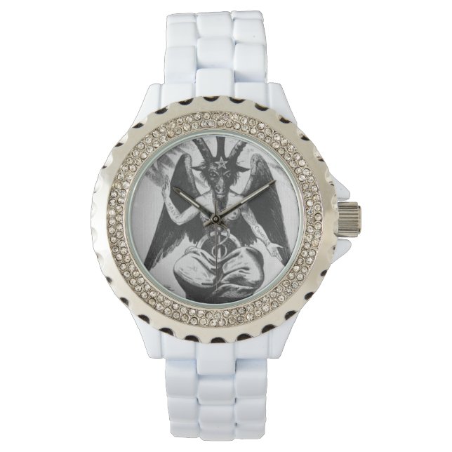 Reloj De Pulsera Baphomet negro/blanco (estilo antiguo) (Anverso)