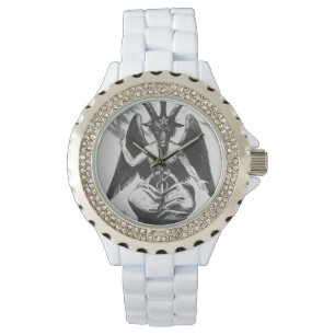 Reloj De Pulsera Baphomet negro/blanco (viejo estilo)