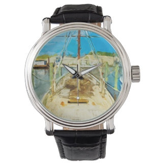 Reloj De Pulsera Barco camaronero en reparación Resumen Impresionis