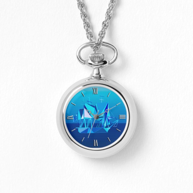 Reloj De Pulsera Barco de Clipper Geométrico Moderno, Azul Cobalto (Anverso)