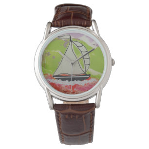 Reloj De Pulsera Barco de vela a rayas Jib