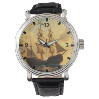 Reloj De Pulsera Barco Dorado