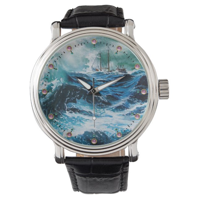 Reloj De Pulsera Barco en el mar en tormenta (Anverso)