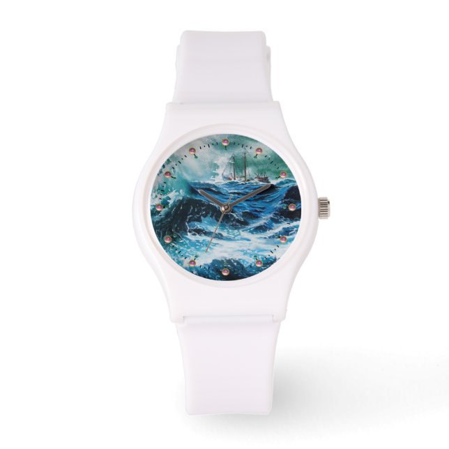Reloj De Pulsera Barco en el mar en tormenta (Anverso)
