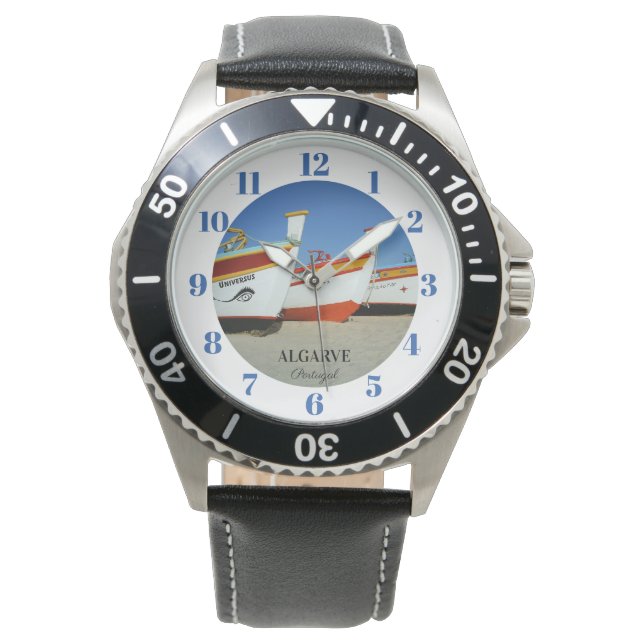 Reloj De Pulsera Barcos de pesca en la foto de playa del Algarve (Anverso)