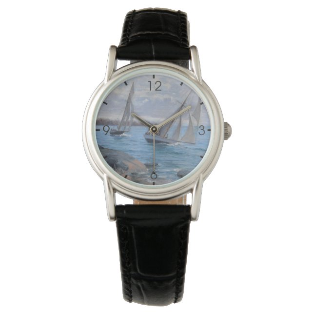 Reloj De Pulsera Barcos de vela en el río (Anverso)