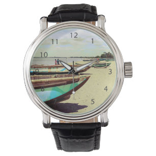 Reloj De Pulsera Barcos en la playa tropical