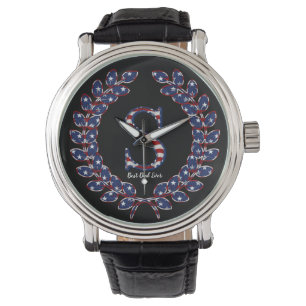 Reloj De Pulsera Barras y estrellas elegantes del monograma S de la