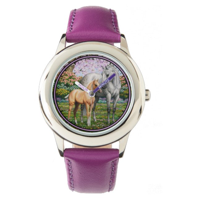 Reloj De Pulsera Barrio Gris de manzana Mare Palomino Foal (Anverso)