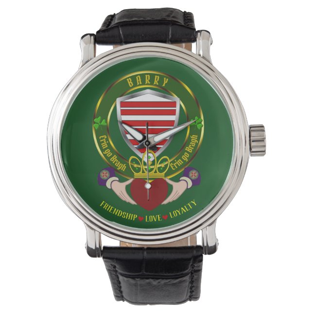Reloj De Pulsera Barry Irish Shield y Claddagh Watch (Anverso)