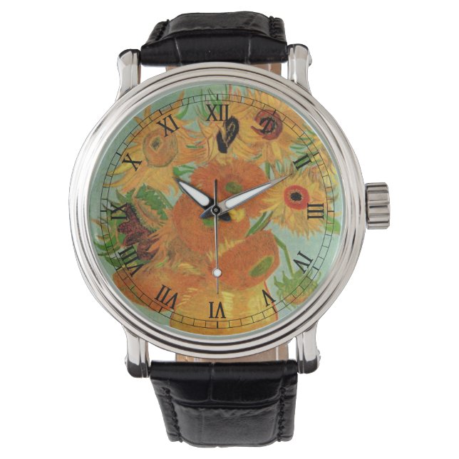Reloj De Pulsera Base con doce girasoles de Vincent van Gogh (Anverso)