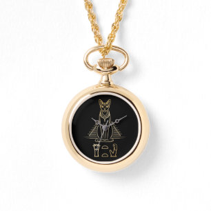 Reloj De Pulsera Bastet con nombre en jeroglíficos y pirámide de Eg