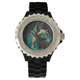 Reloj De Pulsera Bastet de diosa gata egipcia -arte mosaico