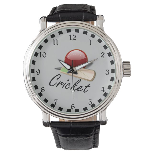 Reloj De Pulsera Bate y bola de cricket, diseño popular (Anverso)